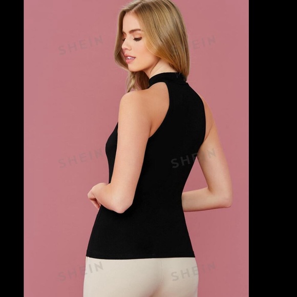 Dot Mesh Insert Halter  top - Picture 2 of 5